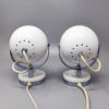 1970s Gorgeous Pair of White Eyeball Table Lamps by Veneta Lumi. Made in Italy