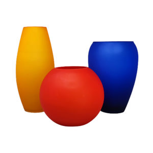 1960s Gorgeous Set of 3 Vases in Murano Glass, Made in Italy