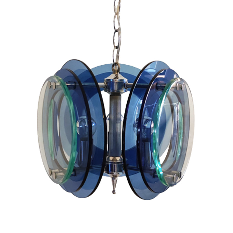 1970s Gorgeous Blue and Green Chandelier by Fontana Arte for Veca. Made in Italy