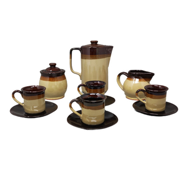 1970s Gorgeous Brown Coffee Set in Faenza Ceramic. Handmade Made in Italy 1970s Gorgeous Brown Coffee Set in Faenza Ceramic. Handmade Made in Italy