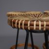 Rattan Bar Stools by Dirk Van Sliedregt for Rohé Noordwolde, 1950s, Set of 4 Rattan Bar Stools by Dirk Van Sliedregt for Rohé Noordwolde, 1950s, Set of 4