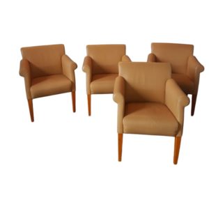 Rare set of four dining chairs attributed to Ilmar Lappalainen and produced by Asko, 1960s Finland