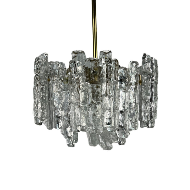 60s 70s lamp light chandelier Kalmar Franken KG Austria Ice glass