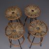 Rattan Bar Stools by Dirk Van Sliedregt for Rohé Noordwolde, 1950s, Set of 4 Rattan Bar Stools by Dirk Van Sliedregt for Rohé Noordwolde, 1950s, Set of 4