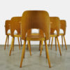 Rare set of beech dining chairs by Oswald Haerdtl (1899-1859) and produced by Ton (Thonet) in former Czech Republic, 1950s
