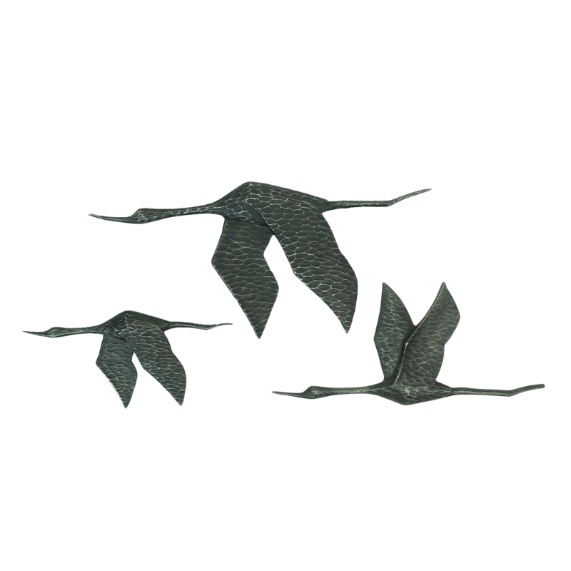 mid century WALL DECORATION 3 flying cranes 1950s 60s grohmann cast iron