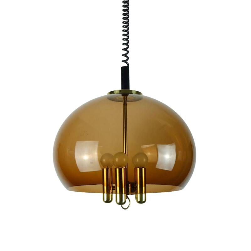 vintage space age PENDANT brown acrylic and brass 1970s richard essig pendant lamp
