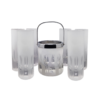 1960 Gorgeous Ice Bucket with 6 Glasses in Hand Cut Lead Crystal by Kristal. Made in Italy