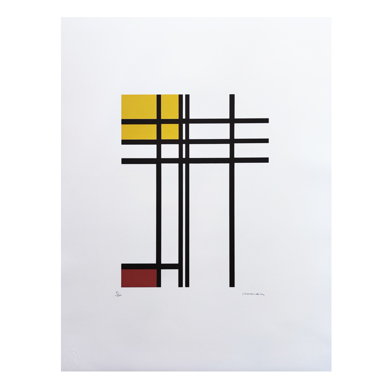 1970s Original Gorgeous Piet Mondrian “Opposition of Lines” Limited Edition Lithograph