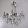 Sciolari chandelier `Ovali` 12 lights, silver with optical crystals, 1970`s ca, Italian, Rewired Sciolari chandelier `Ovali` 12 lights, silver with optical crystals, 1970`s ca, Italian, Rewired