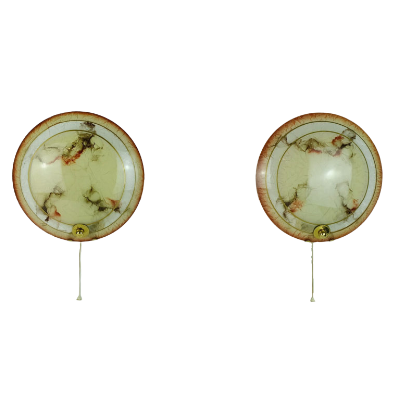 pair of rare WALL LIGHTS sconces 1930s to 1950s glass and brass art déco mid century