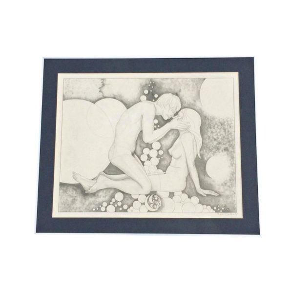 P. De Minter: ' Esoteric naked couple '. Large serigraphy