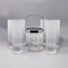 1960 Gorgeous Ice Bucket with 6 Glasses in Hand Cut Lead Crystal by Kristal. Made in Italy