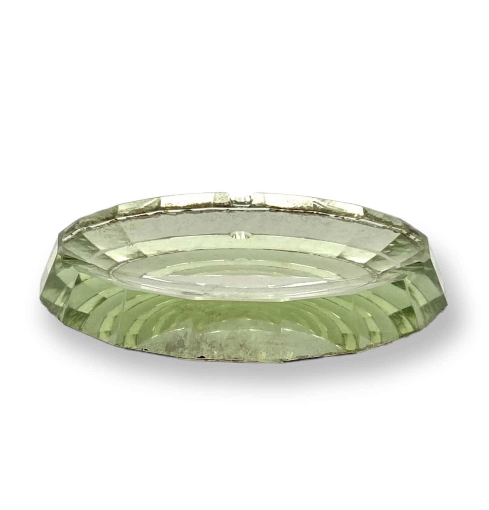 Modern mirrored crystal beveled ashtray / vide poche, Italy 1940s