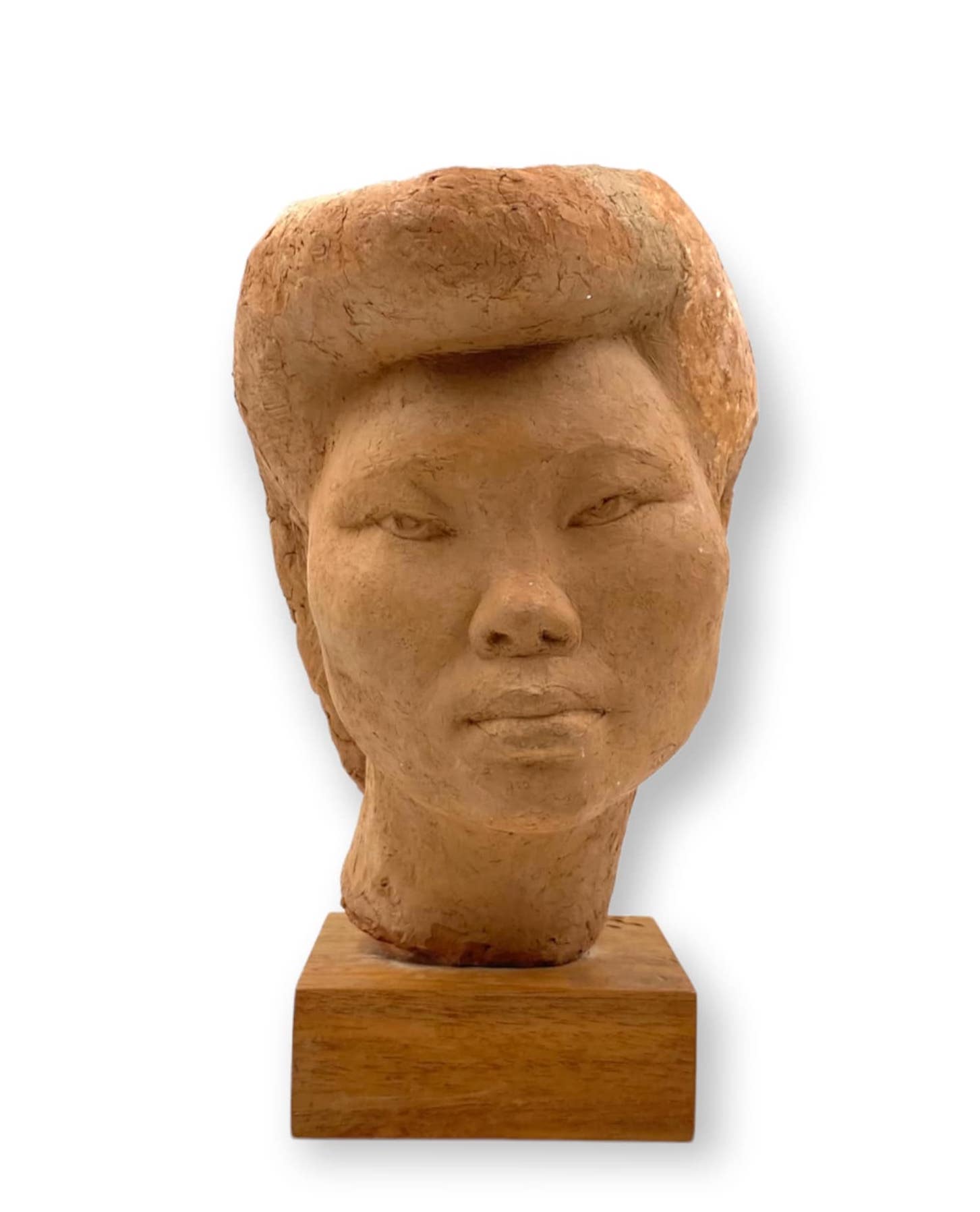 Willy Gordon, terracotta japanese girl Akito head sculpture, France 1940s
