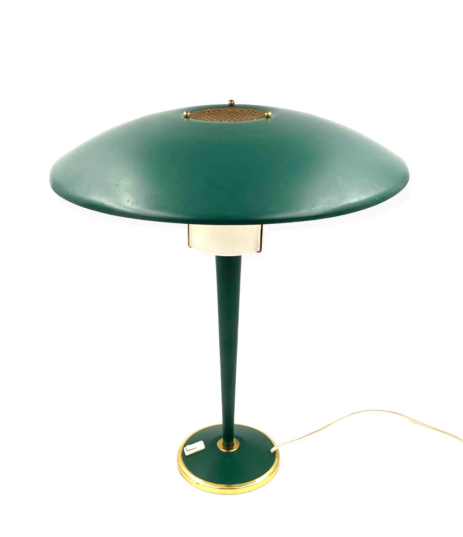 Modernist petrol green table lamp, France 1960s