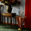 Pink Umbrella Stand with Bamboo Handle and Brass Base, 1950s