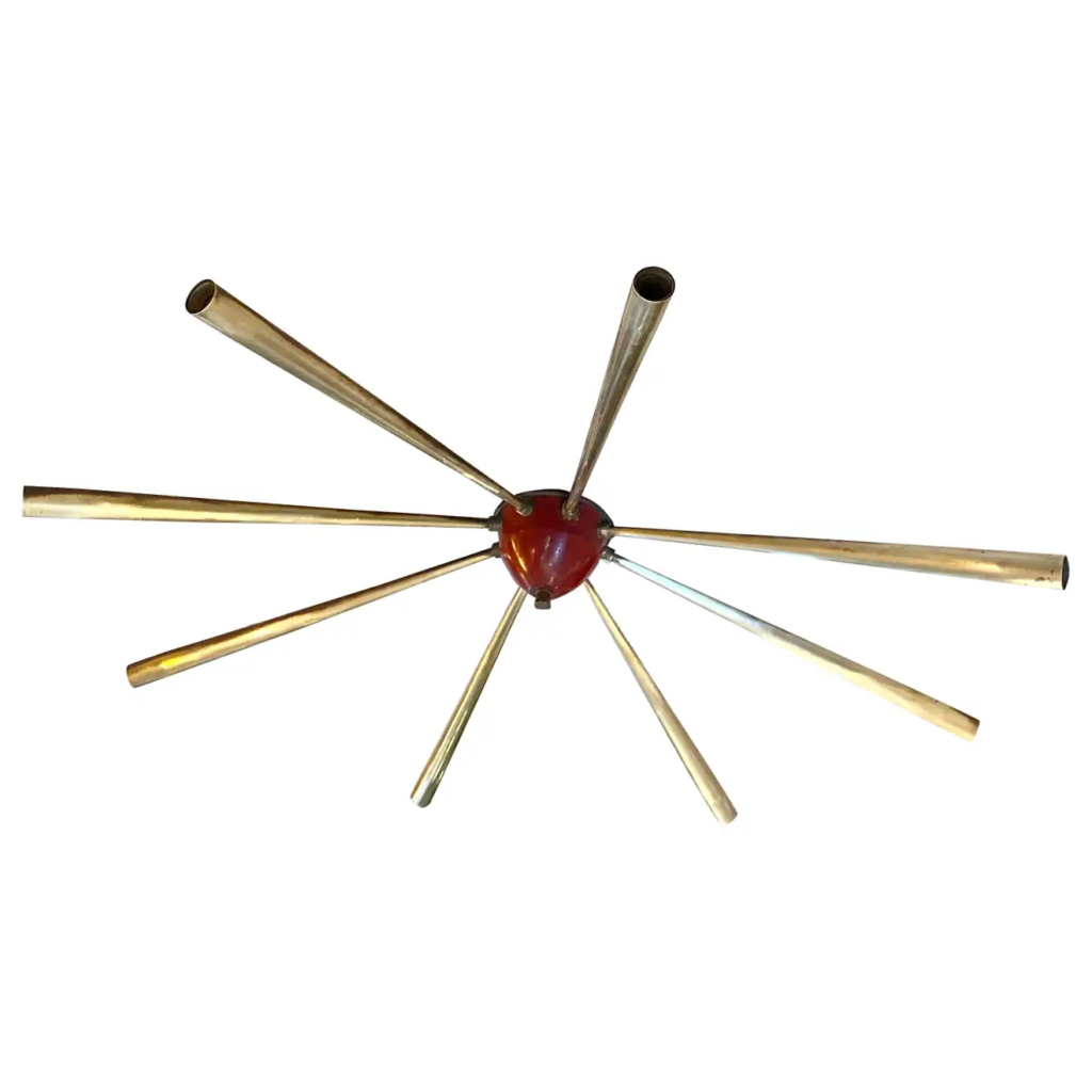 1950s, Oscar Torlasco Style Mid-Century Modern Italian Sputnik Chandelier