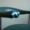 Set of 4 Steeltube Armchairs in petrol leatherette by Hans Kaufeld
