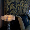 Jacques Adnet Stacked Glass Lamp with Opaline Lampshade Jacques Adnet Stacked Glass Lamp with Opaline Lampshade