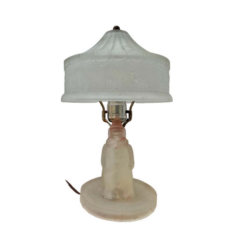 Mid Century “Circus” Frosted Glass Lamp by L. E. Smith