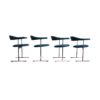 Set of 4 Steeltube Armchairs in petrol leatherette by Hans Kaufeld