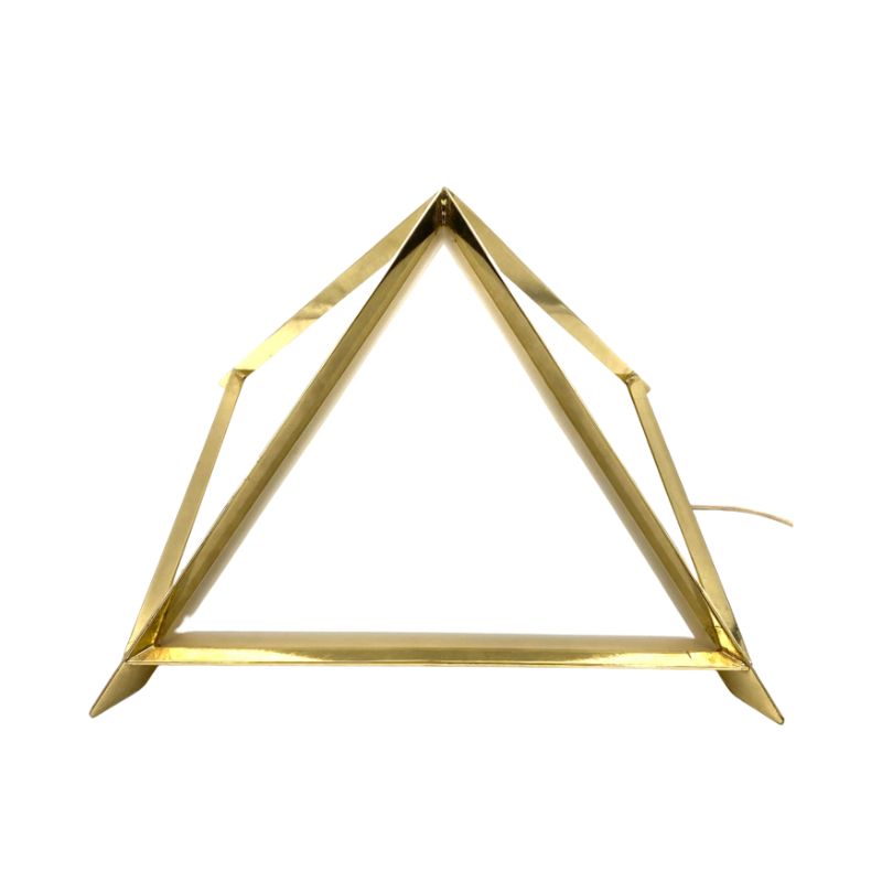 Golden brass Pyramidal table lamp, Christos, Italy 1970
