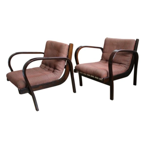 Pair of 1950's armchairs by Kropacek and Kozelka for Interier Praha Pair of 1950's armchairs by Kropacek and Kozelka for Interier Praha