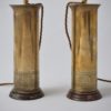 Trench Art shell case table lamps, a pair, brass, Chinoiserie, dragons, 1920`s ca, Japanese