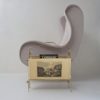 Vintage brass magazine rack, Maison Bagues, with etchings, foldable, 1940`s ca, French Vintage brass magazine rack, Maison Bagues, with etchings, foldable, 1940`s ca, French