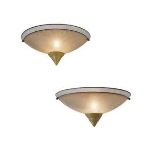 Art Deco demilune sconces/wall lights by Berry`s London, glass, a pair, 1930`s ca, English