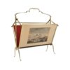 Vintage brass magazine rack, Maison Bagues, with etchings, foldable, 1940`s ca, French Vintage brass magazine rack, Maison Bagues, with etchings, foldable, 1940`s ca, French