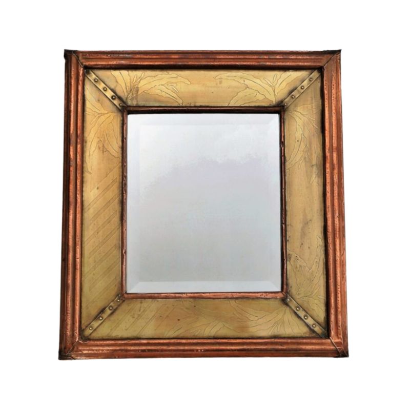 Rodolfo Dubarry wall mirror, brass & copper, 1970`s ca, Spanish