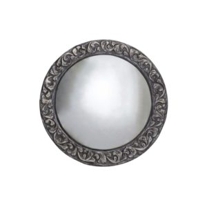 Antique Arts & Crafts convex wall mirror, pewter, 1900`s ca, English