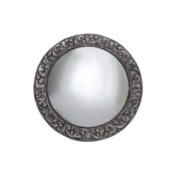 Antique Arts & Crafts convex wall mirror, pewter, 1900`s ca, English Antique Arts & Crafts convex wall mirror, pewter, 1900`s ca, English