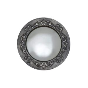 Antique Arts & Crafts convex mirror, hammered pewter, 1900`s, English