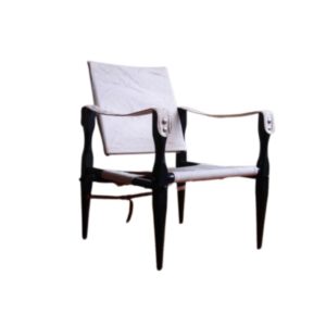 Wilhelm Kienzle vintage safari armchair, beech & canvas