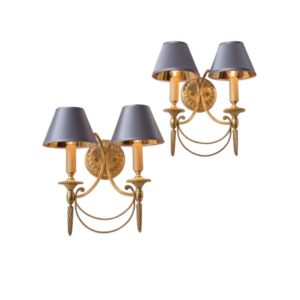 Sciolari wall lights sconces gilt brass Neoclassical, a pair, 1960`s ca, Italian