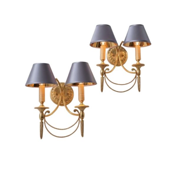 Sciolari wall lights sconces gilt brass Neoclassical, a pair, 1960`s ca, Italian