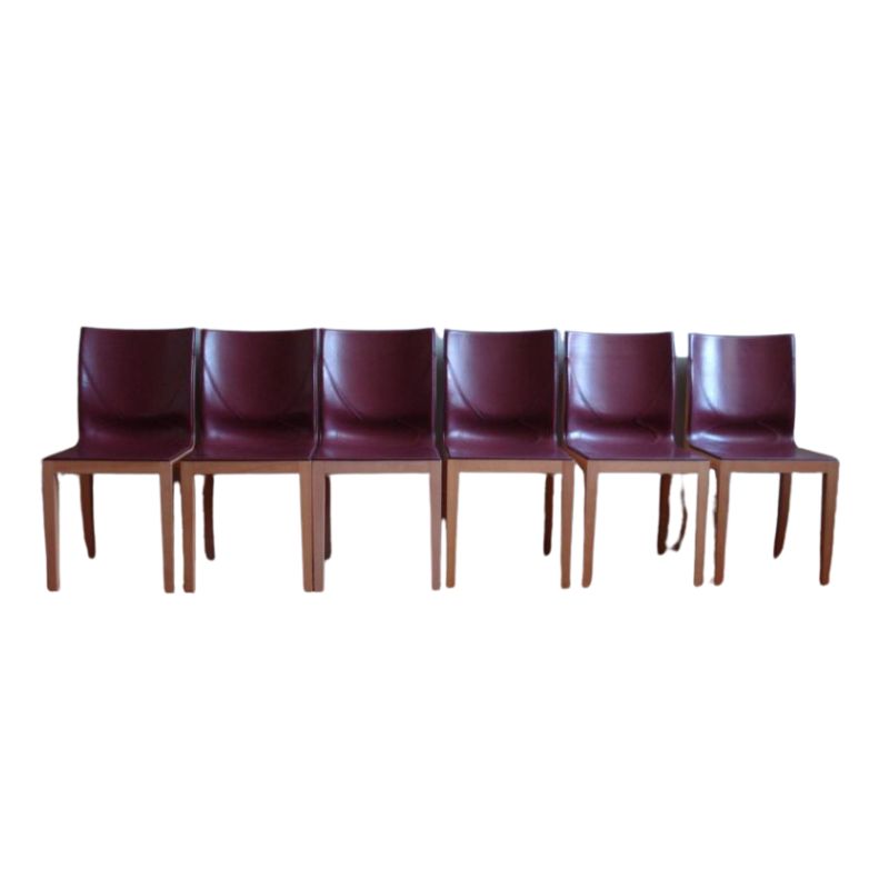 “Bittersüß” Diningchairs in aubergine leather by Matteograssi, Set of 6