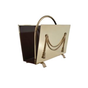 Vintage brass magazine rack, Neoclassical, by Peerage Brass, 1960`s ca, English