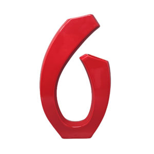 1970s Gorgeous Space Age Red Vase in Ceramic by Pietro Arosio. Made in Italy