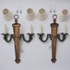 Pair verdigris bronze wall lights sconces, Maison Bagues, twin arm, Neoclassical, 1970`s ca, French