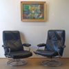 Scandinavian design leather armchairs 70s.