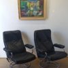 Scandinavian design leather armchairs 70s.