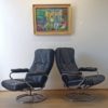 Scandinavian design leather armchairs 70s.