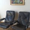 Scandinavian design leather armchairs 70s.