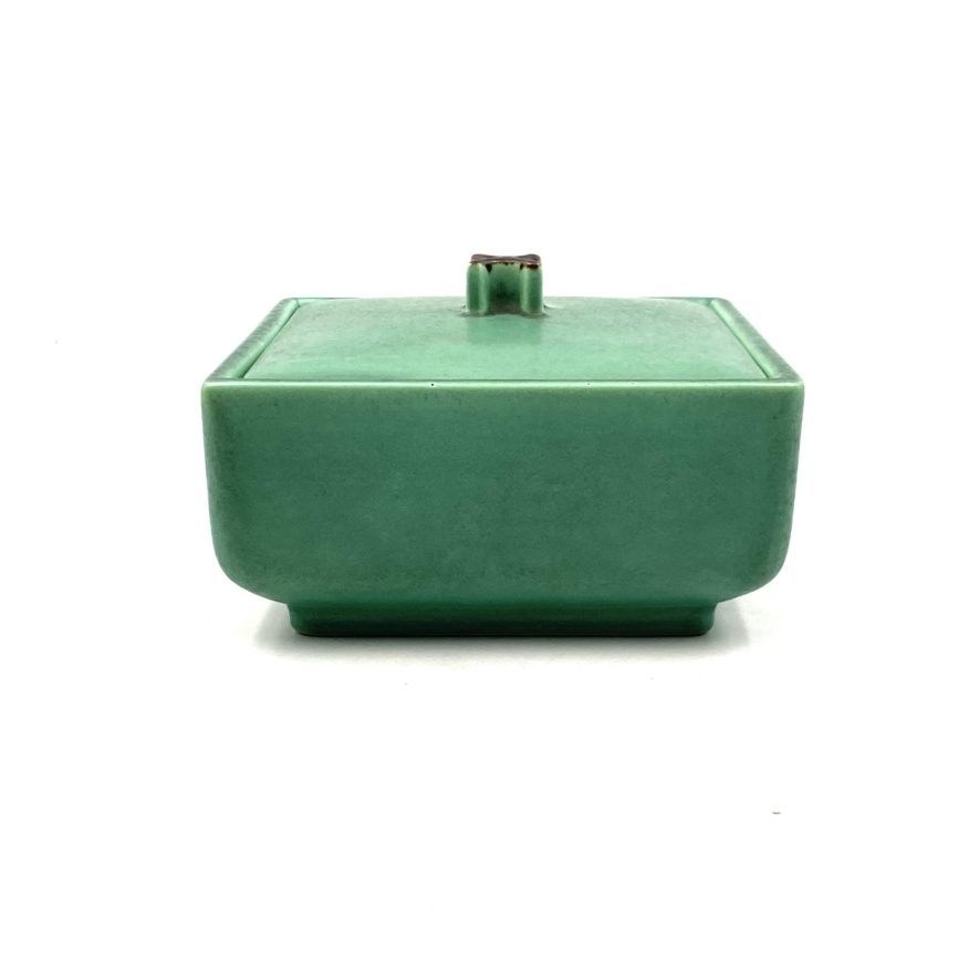 Art Deco Green ceramic box, France 1940s
