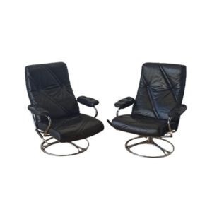 Scandinavian design leather armchairs 70s.