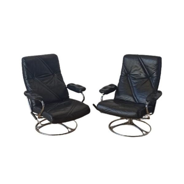 Scandinavian design leather armchairs 70s.